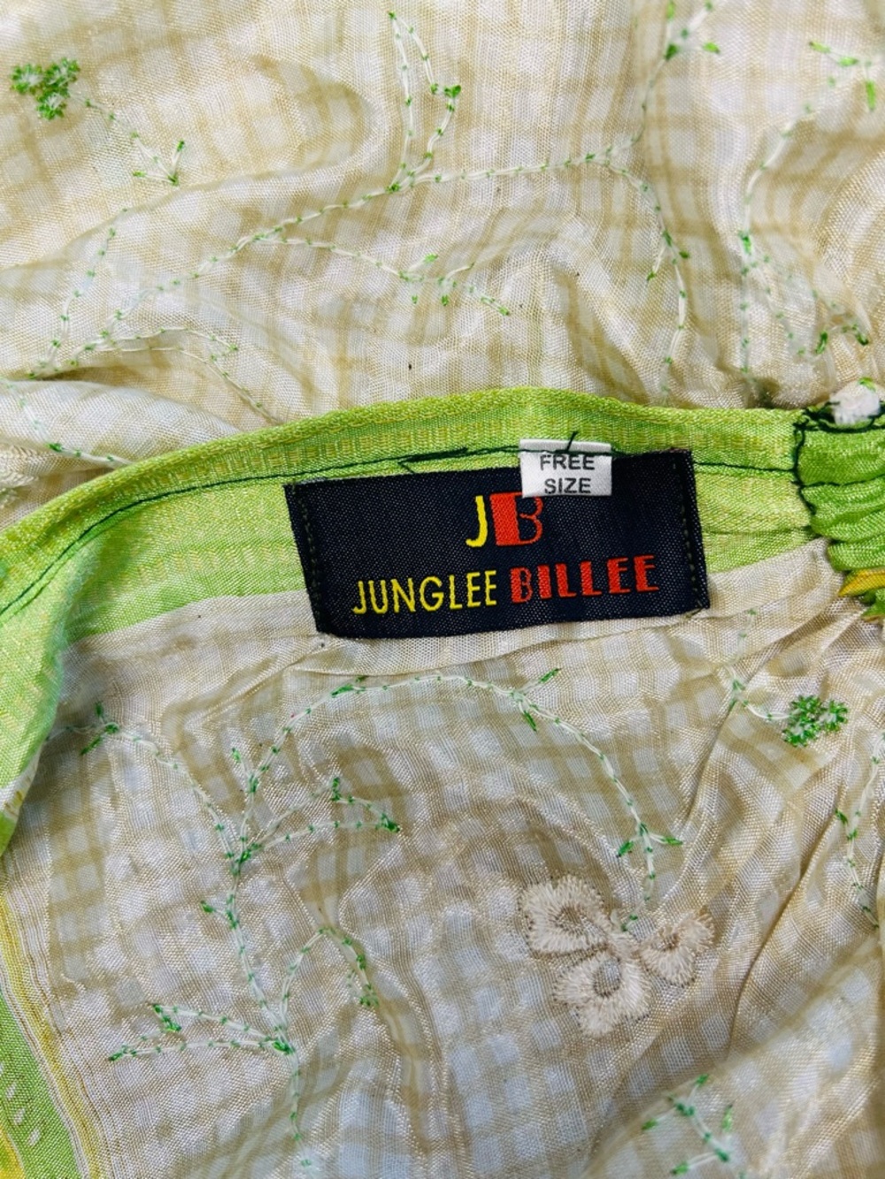 Junglee Bille Woman Green Printed V-Neck Maxi Dress with Braided Waist Free Size - Picture 8 of 8